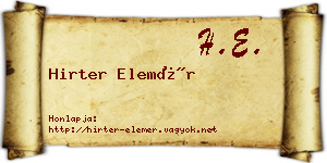 Hirter Elemér névjegykártya